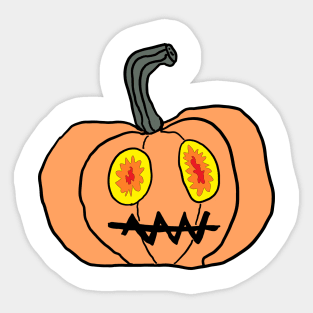 Flaming Eyes Scary Mouth Halloween Pumpkin Design Sticker